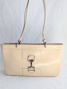 Gucci Jackie Patent Leather Shoulder Bag Cream Ivory Vintage